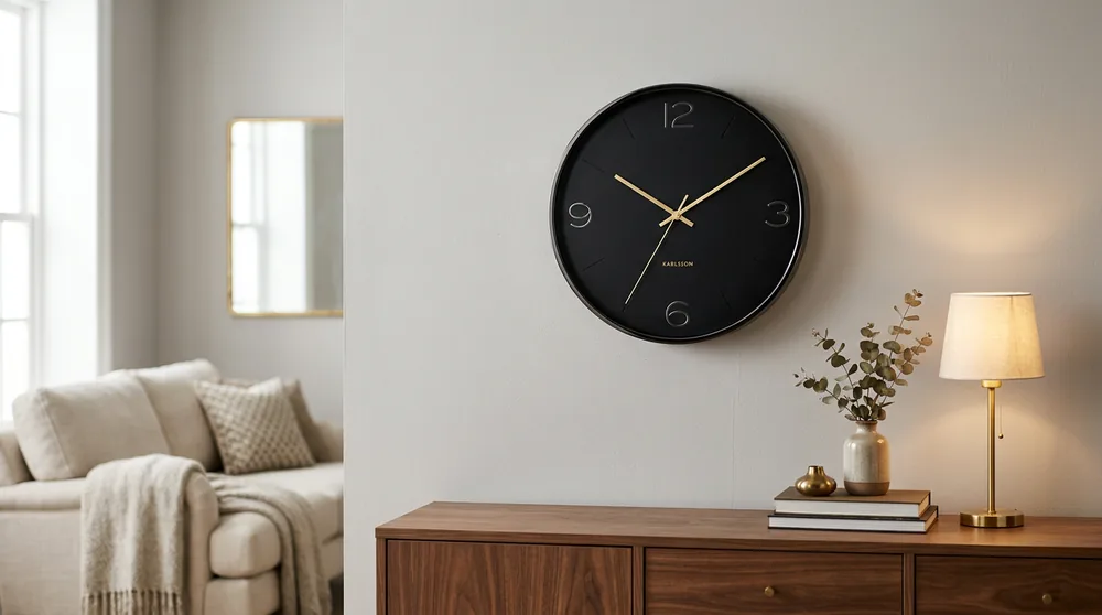 Black industrial style Karlsson wall clock with Roman numerals