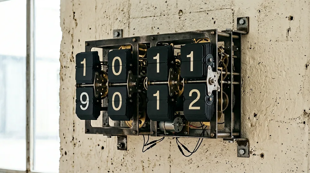 Small dusty pink Karlsson flip clock with rounded corners