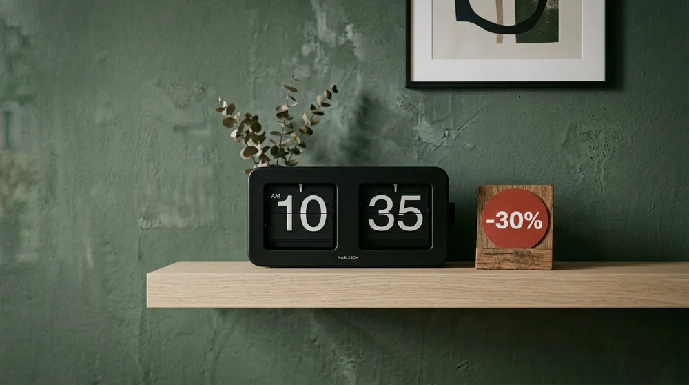 Vintage cream Karlsson Big Flip calendar clock retro