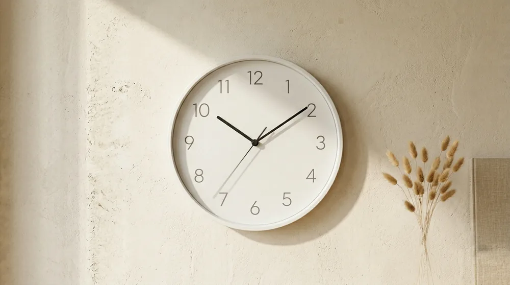 Round matte white silent-sweep Karlsson wall clock with Arabic numerals